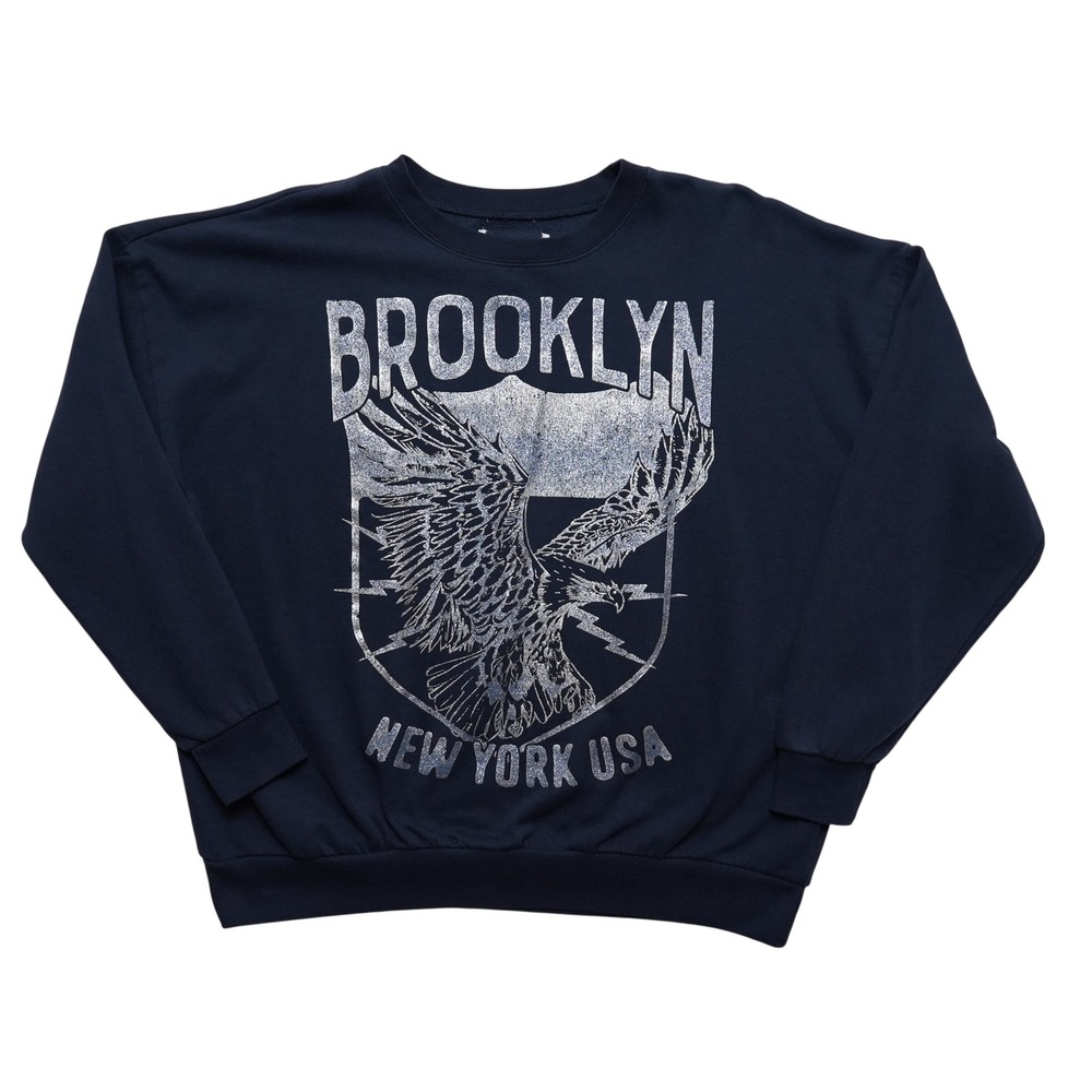 Brooklyn‎ New York USA Sweatshirt Womens XL Blue Eagle Graphic Pullover